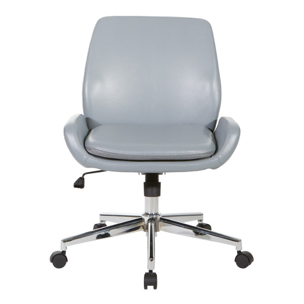 OSP Home Furnishings Faux Leather Ergonomic Office Chair with Lumbar Support and Polished Chrome Swivel Base FL61903C-U42