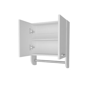 English Elm Goodyear Melamine Medicine Cabinet with Towel Bar, 2 Doors 2 Shelves, Moisture-Resistant White, Compact Wall Organizer B128P237152