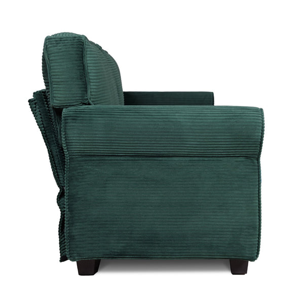 English Elm 94" Corduroy Three Seater Sofa Deep Cushioned Solid Wood Frame Modern Living Room Couch Dark Green W2715S00007