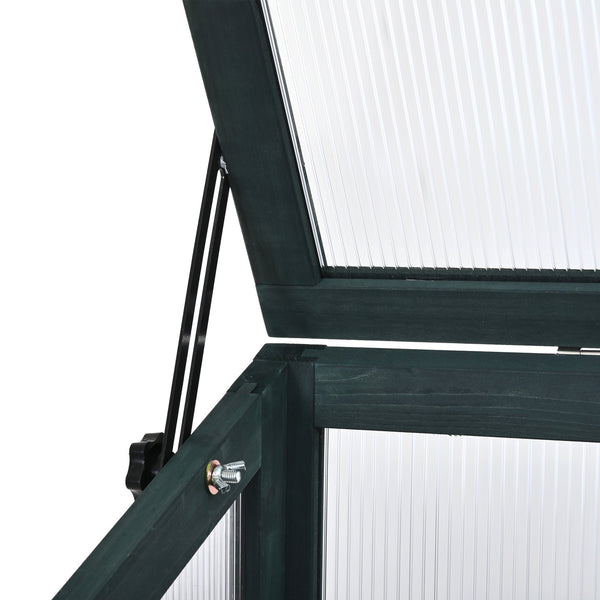 English Elm Topmax Fir Wood Portable Greenhouse with Polycarbonate Panels Adjustable Shelves and Casters N717P221494F