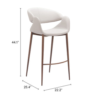 Zuo Modern Limay Barstool - Stylish Beige & Walnut Design With Durable Water-resistant Vinyl For Your Space Beige 100% Polyurethane,Plywood,Steel 110929-zuo-modern