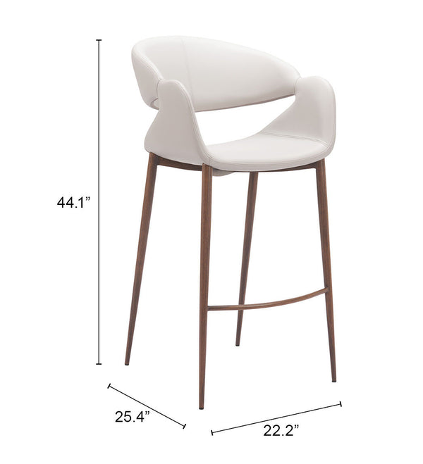 Zuo Modern Limay Barstool - Stylish Beige & Walnut Design With Durable Water-resistant Vinyl For Your Space Beige 100% Polyurethane,Plywood,Steel 110929-zuo-modern