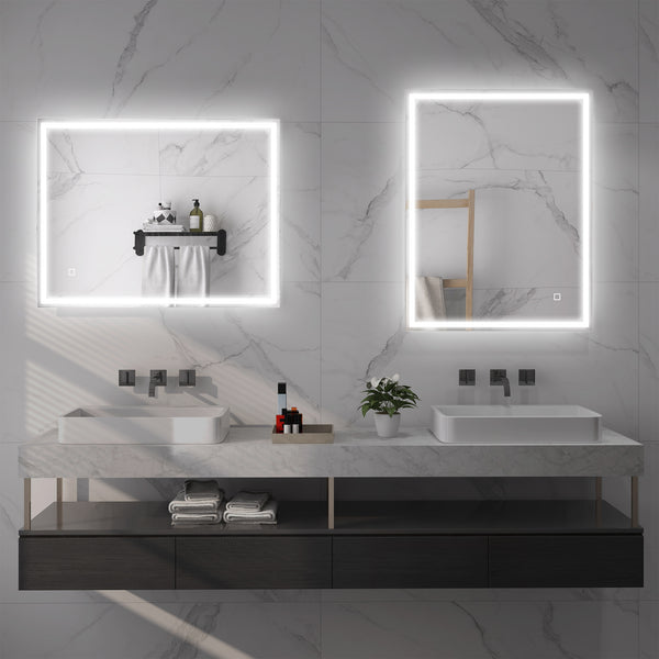 English Elm HOMCOM LED Bathroom Mirror 36"x28" Dimmable Touch Control, 3 Color Temps, Defogging, IP44 W2225P173994