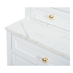 English Elm Modern 83.7in Tall Kitchen Pantry Set of 2 with Faux Marble Countertops, Durable Storage and Anti-Tip Safety White SP000075AAK