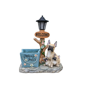 English Elm Labrador Solar Garden Statue with Led Glow and Built-in Succulent Planter Basin W5398P464246