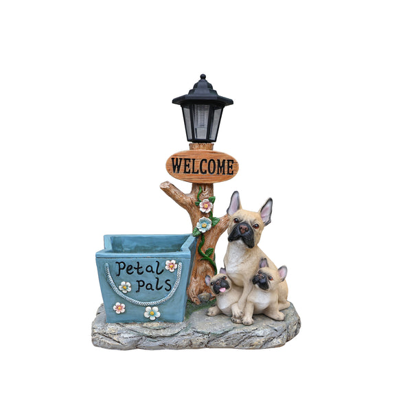 English Elm Labrador Solar Garden Statue with Led Glow and Built-in Succulent Planter Basin W5398P464246