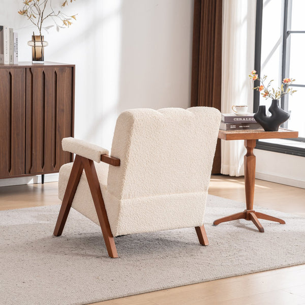 English Elm Mid-century Modern Chenille Accent Chair Cloud Silhouette Oak Frame Living Room Lounge W1170P425382