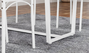 English Elm 6-Piece Dining Set with Metal Frame and MDF Tabletop, Sturdy Bench & Chairs, Modern Compact Design Dark Walnut W578P333495