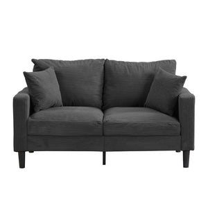 English Elm 57 High-Resilience Loveseat Sofa with Sturdy Wooden Frame, Corduroy Upholstery, Space-Saving Two-Seater Comfort Dark Gray 32.09 L x 25.98 W x 15.55 H W2297P264503