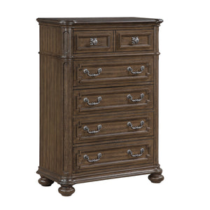 English Elm Traditional Oak Walnut Tall Chest with Velvet Jewelry Tray and Dovetail Drawers B011P490021