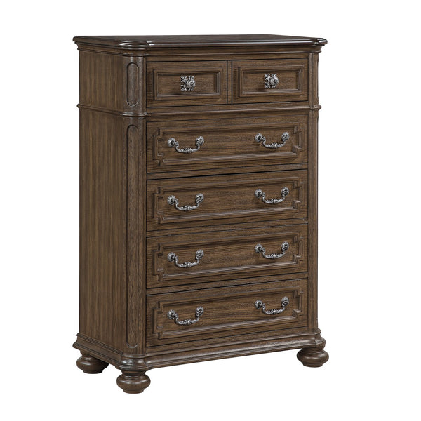 English Elm Traditional Oak Walnut Tall Chest with Velvet Jewelry Tray and Dovetail Drawers B011P490021