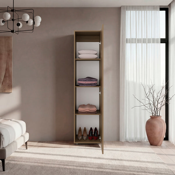 English Elm Kotlik Slim Dark Walnut Wardrobe with Four Shelves for Bedroom or Entryway B097P480462