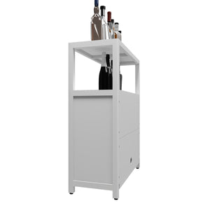 English Elm White Bamboo Storage Cabinet with Shelves — Large Capacity Freestanding Bathroom & Living Room Organizer, Durable Eco-Friendly Design W2207P242509