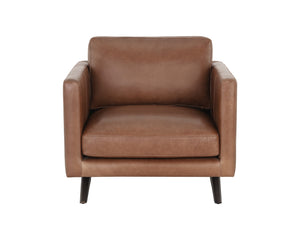 Sunpan Rogers Armchair - Retro-Inspired Comfort with Genuine Leather and Solid Oak Legs for Timeless Style Shalimar Tobacco Leather V2