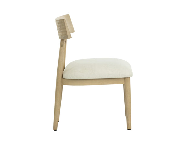 Sunpan FLORIAN Dining Chair - Sculptural Light Oak with Geralt Linen - Ergonomic Comfort & Timeless Style 112352