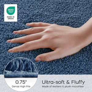 JLA Home Madison Park Signature - Bath Plush High-Pile Rug with Quick-Dry Technology, Non-Skid Backing, OEKO-TEX Certified Comfort Slate Blue MPS72-480