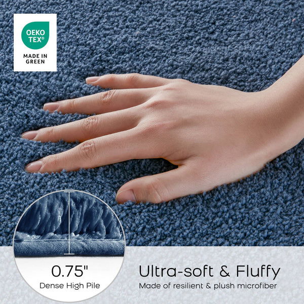 JLA Home Madison Park Signature - Bath Plush High-Pile Rug with Quick-Dry Technology, Non-Skid Backing, OEKO-TEX Certified Comfort Slate Blue MPS72-480