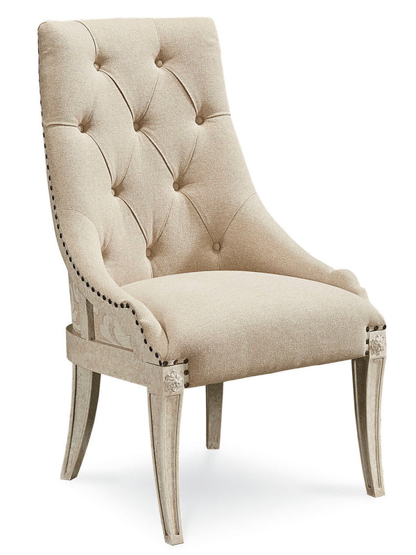 A.R.T. Furniture Arch Reeves Host Chair - New Traditional Style With Button Tufting, Nail Head Trim & Cirrus Finish Beige, Beige Parrawood Solids,Cathedral Elm Veneers,Foam,Fabric,Metal 233200-2817