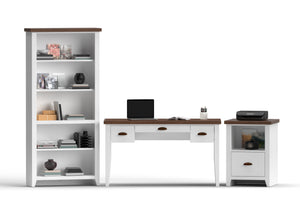 Legends Furniture Bridgevine Home Hampton 72 Inch High 5-shelf Bookcase, No Assembly Required, Jasmine Whitewash And Barnwood Finish Barnwood And White Wash, White Poplar Solids And Okoume Veneers With Knotty Alder Top Ht6672.Bjw