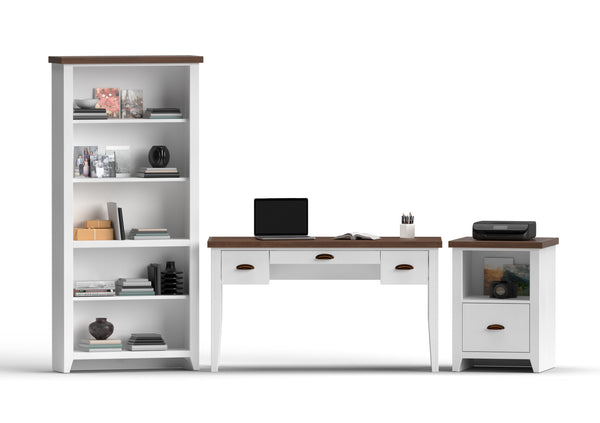 Legends Furniture Bridgevine Home Hampton 72 Inch High 5-shelf Bookcase, No Assembly Required, Jasmine Whitewash And Barnwood Finish Barnwood And White Wash, White Poplar Solids And Okoume Veneers With Knotty Alder Top Ht6672.Bjw