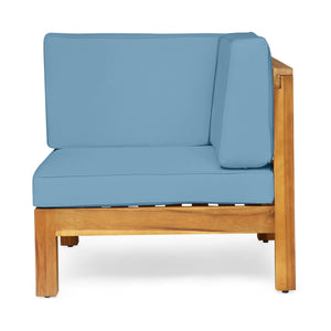 English Elm Brava Solid Acacia Cross-back Outdoor Armchair with Water-resistant Cushion Patio Seating Blue 64491.00BLU