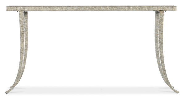 Hooker Furniture Melange Narrow Marble Console Table With Textured Silver Frame, Splayed Legs For Small Spaces 628-85669-00