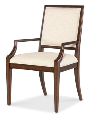 Hooker Furniture Archives Upholstered Arm Chair With Figured Walnut Finish, Curate Wheat Performance Fabric, Tailored Elegance 24.75 L x 23.50W x 38.75H 6123-75400-89