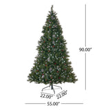 Christopher Knight Home® - Noble House - 7.5-foot Mixed Spruce Pre-Lit Clear String Light Hinged Artificial Christmas Tree with Frosted Branches