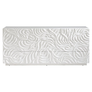 Bernhardt Bernhardt Alia Dresser White Plaster — Sculptural Carved Fronts, 6 Soft-Close Drawers, Polished Base 316054