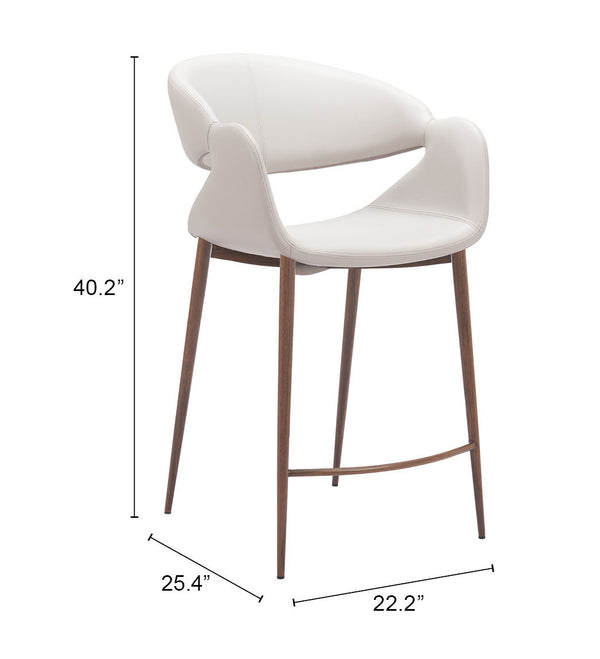 Zuo Modern Limay Counter Stool - Elegant Beige & Walnut Design With Water-resistant Vinyl For Stylish Interiors Beige 100% Polyurethane,Plywood,Steel 110930-zuo-modern