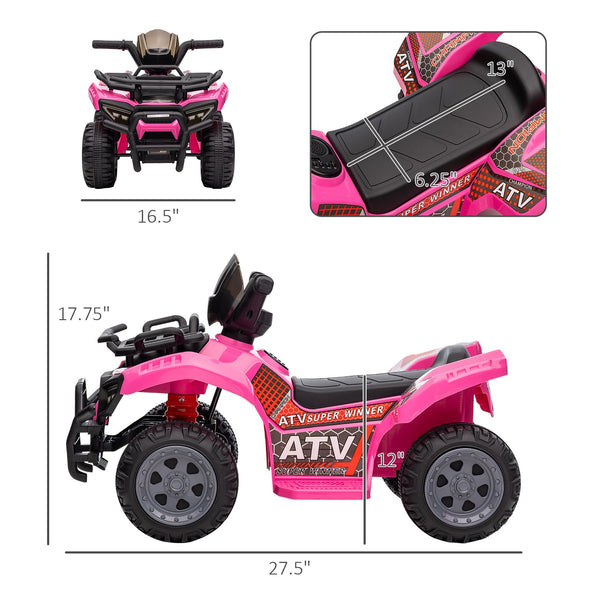 English Elm Aosom 6v Electric Toddler Atv Quad Ride on with Non-slip Grip and Durable Tires W2225P217192