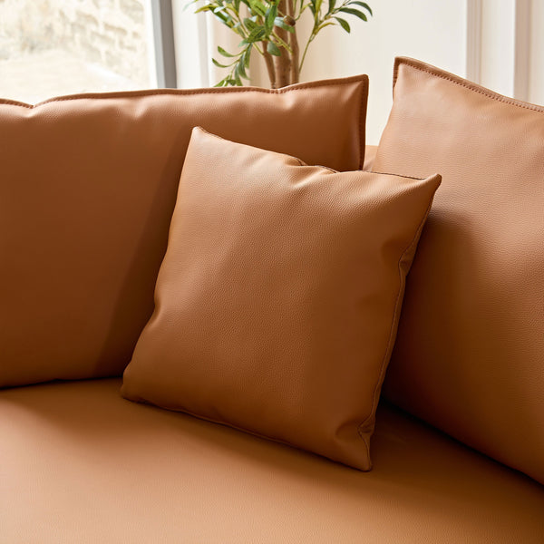 English Elm Modern Curved Sectional Sofa For Living Room - 5-Seat Eco-Leather Couch In Vibrant Orange Design W2582S00077