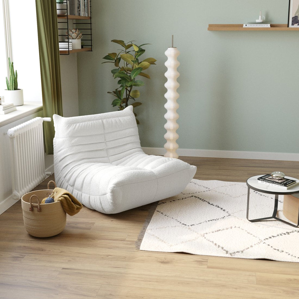 English Elm Soft Beige Single Caterpillar Sofa with Cloud-Like High-Elastic Foam, Compact Supportive Velvet Seat for Small Spaces B341P388014