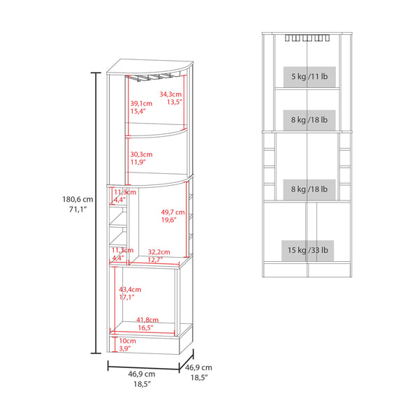 English Elm Fm Furniture Clifton Tall Corner Bar Cabinet with Wine Rack Stemware Hanger Warm Finish B128S00047