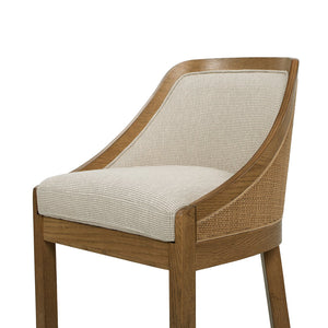 English Elm Jennifer Taylor Home - Charleston 27" Oak Counter Stool with Cane Back & Performance Fabric, Taupe Beige, Durable Comfort B2719P372713