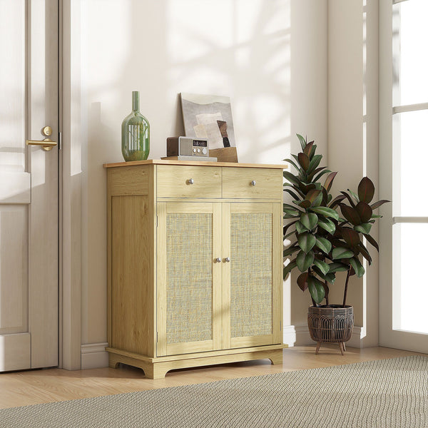 English Elm Homcom Sideboard With Rubberwood Countertop, Versatile Modern Kitchen Storage & Coffee Bar Cabinet W2225P217716