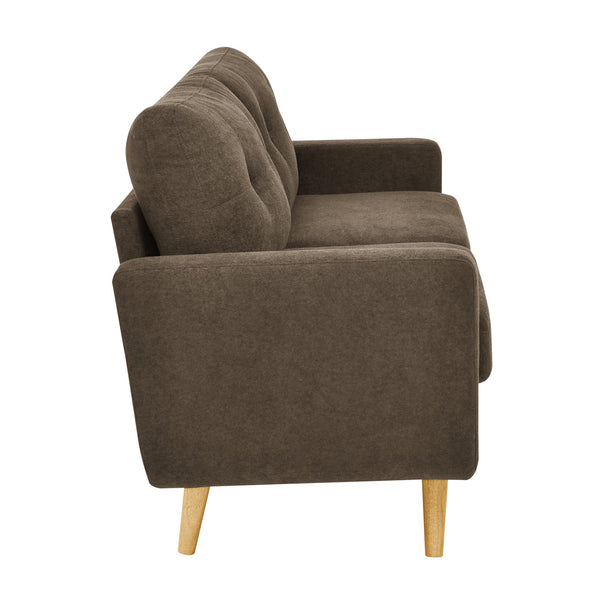 English Elm 67.7" Tufted Button Mid-century Loveseat with Splayed Wood Legs for Living Rooms Brown B355P428574