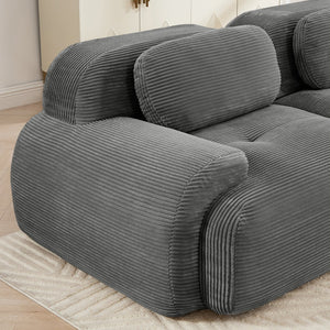 English Elm L-shaped Modular Corduroy Sectional Sofa Ergonomic Low Profile Living Room Seating Grey W714S01267