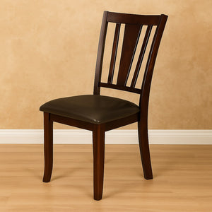 English Elm Set of 2 Padded Leatherette Dining Chairs Espresso Finish — Comfort Seats, Stylish Transitional Back Design, Durable B016P156356