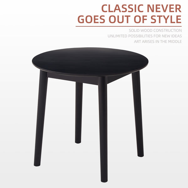 English Elm Black Round Table solid rubberwood 31.5" diameter — sturdy, space-saving dining or coffee table, modern rustic finish W2720P198347