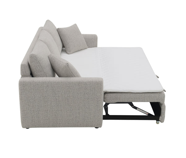 English Elm Connie Beige Boucle Sleeper Sectional Sofa w/ Full Pull-Out Bed, Removable Covers & Plush Foam Comfort B2726P250929