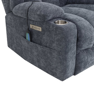 English Elm Blue Power Lift Recliner Chenille with Heat, Massage & Lift Assist — Remote Control, Plush Comfort B062P215447