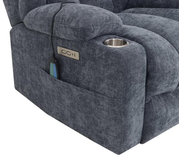 English Elm Blue Power Lift Recliner Chenille with Heat, Massage & Lift Assist — Remote Control, Plush Comfort B062P215447