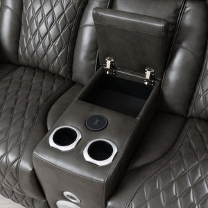English Elm Taddeo Power Reclining Loveseat with Massage Led Console and Wireless Charging Hub B2726P435906