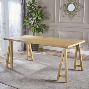 English Elm Christopher Knight Home® - DINING table solid wood and MDF farmhouse dining table 74.5" versatile large desk gaming surface farmhouse style durable design Oak 60386.00OAK