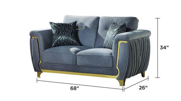 English Elm Leena Contemporary Upholstery 2Pc Living Room Set In Gray & Gold - Luxurious Comfort & Style B009S01438