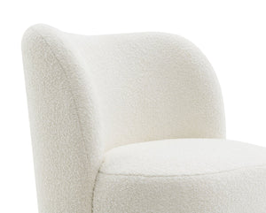 English Elm 1Pc Accent Chair In White Boucle - Curved Back, Wide Seat & Ball Feet For Modern Living Spaces B2741P401987