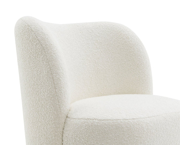 English Elm 1Pc Accent Chair In White Boucle - Curved Back, Wide Seat & Ball Feet For Modern Living Spaces B2741P401987