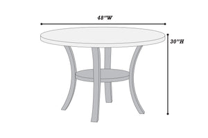 English Elm Modern Round 5pc Dining Set with Curved Legs and Lower Shelf — Seats Four, Stylish Durable Design Black,Fog,White 20 L x 40 W x 14 H B011S01726