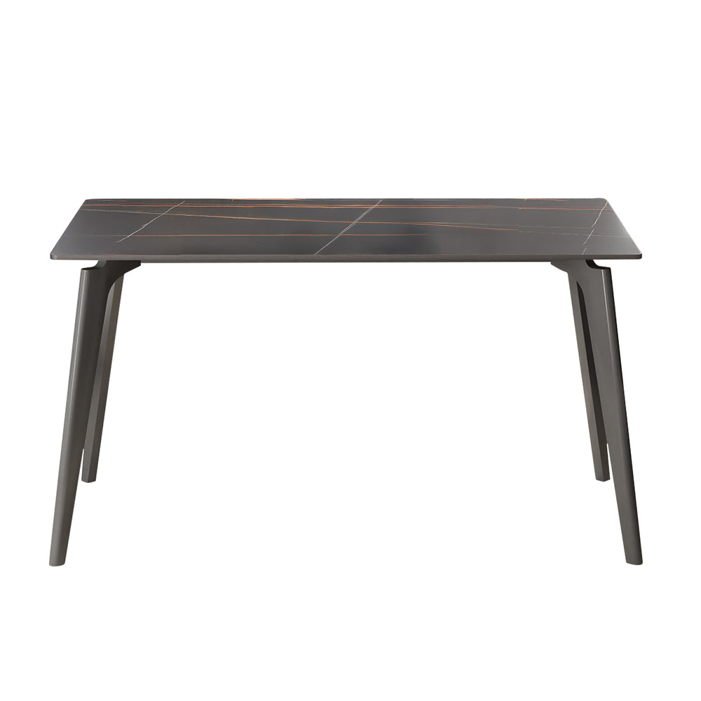 English Elm 55.12" Modern Artificial Stone Dining Table With Dark Grey Metal Legs - Seats 6 For Stylish Gatherings W1535S00519